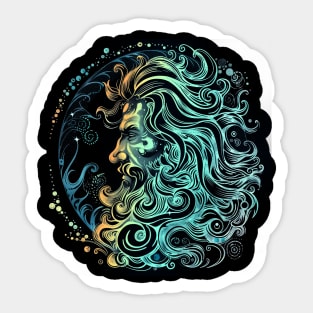 Aquarius Zodiac Sign Men Neptune Sticker